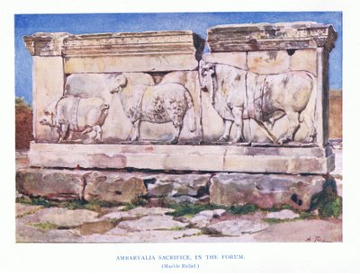 Ambarvalia-Opfer im Forum (Marmorrelief), aus Rom veröffentlicht von A & C Black Ltd, 1925 von Alberto Pisa